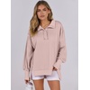 image:imageANRABESS Womens Sweatshirts Oversized Casual Loose Button Up Henley Pullover Top High Low Split 2026 Fall Fashion OutfitsPink