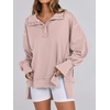 image:imageANRABESS Womens Sweatshirts Oversized Casual Loose Button Up Henley Pullover Top High Low Split 2026 Fall Fashion OutfitsPink