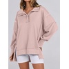 image:imageANRABESS Womens Sweatshirts Oversized Casual Loose Button Up Henley Pullover Top High Low Split 2026 Fall Fashion OutfitsPink
