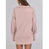 image:imageANRABESS Womens Sweatshirts Oversized Casual Loose Button Up Henley Pullover Top High Low Split 2026 Fall Fashion OutfitsPink