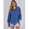 image:imageANRABESS Womens Sweatshirts Oversized Casual Loose Button Up Henley Pullover Top High Low Split 2026 Fall Fashion OutfitsRoyal Blue