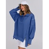image:imageANRABESS Womens Sweatshirts Oversized Casual Loose Button Up Henley Pullover Top High Low Split 2026 Fall Fashion OutfitsRoyal Blue
