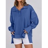 image:imageANRABESS Womens Sweatshirts Oversized Casual Loose Button Up Henley Pullover Top High Low Split 2026 Fall Fashion OutfitsRoyal Blue