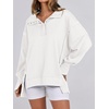image:imageANRABESS Womens Sweatshirts Oversized Casual Loose Button Up Henley Pullover Top High Low Split 2026 Fall Fashion OutfitsWhite