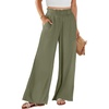image:imageANRABESS Womens Linen Pants 2026 Summer Casual Loose Wide Leg Palazzo Pants High Waist Flowy Beach Trousers Work OutfitsOlive