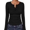 image:imageANRABESS Womens Long Sleeve Henley Tops  Ribbed Knit Shirts Slim Fit Stretchy Soft Breathable Fabric Fall Winter Layer Casual Work Travel VacationEvery Day WearBlack