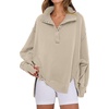 image:imageANRABESS Womens Sweatshirts Oversized Casual Loose Button Up Henley Pullover Top High Low Split 2026 Fall Fashion OutfitsApricot