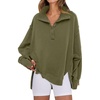 image:imageANRABESS Womens Sweatshirts Oversized Casual Loose Button Up Henley Pullover Top High Low Split 2026 Fall Fashion OutfitsArmy Green