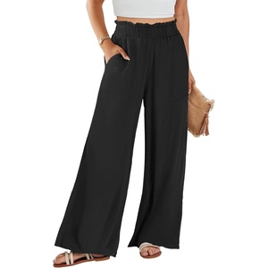 image:imageANRABESS Womens Linen Pants 2026 Summer Casual Loose Wide Leg Palazzo Pants High Waist Flowy Beach Trousers Work OutfitsBlack