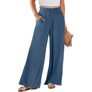 image:imageANRABESS Womens Linen Pants 2026 Summer Casual Loose Wide Leg Palazzo Pants High Waist Flowy Beach Trousers Work OutfitsDeep Blue