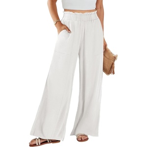 image:imageANRABESS Womens Linen Pants 2026 Summer Casual Loose Wide Leg Palazzo Pants High Waist Flowy Beach Trousers Work OutfitsWithe Cream