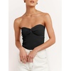 image:imageANRABESS Tube Tops for Women Strapless Twist Knot Corset Rib Knit Slim Fit Medium Stretch Sexy Tank for PartyampGoing OutBlack