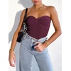 image:imageANRABESS Tube Tops for Women Strapless Twist Knot Corset Rib Knit Slim Fit Medium Stretch Sexy Tank for PartyampGoing OutBurgundy