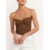 image:imageANRABESS Tube Tops for Women Strapless Twist Knot Corset Rib Knit Slim Fit Medium Stretch Sexy Tank for PartyampGoing OutCaramel