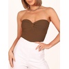image:imageANRABESS Tube Tops for Women Strapless Twist Knot Corset Rib Knit Slim Fit Medium Stretch Sexy Tank for PartyampGoing OutCaramel