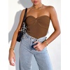 image:imageANRABESS Tube Tops for Women Strapless Twist Knot Corset Rib Knit Slim Fit Medium Stretch Sexy Tank for PartyampGoing OutCaramel