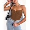 image:imageANRABESS Tube Tops for Women Strapless Twist Knot Corset Rib Knit Slim Fit Medium Stretch Sexy Tank for PartyampGoing OutCaramel