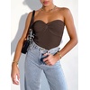 image:imageANRABESS Tube Tops for Women Strapless Twist Knot Corset Rib Knit Slim Fit Medium Stretch Sexy Tank for PartyampGoing OutCoffee