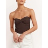 image:imageANRABESS Tube Tops for Women Strapless Twist Knot Corset Rib Knit Slim Fit Medium Stretch Sexy Tank for PartyampGoing OutCoffee