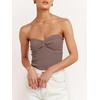 image:imageANRABESS Tube Tops for Women Strapless Twist Knot Corset Rib Knit Slim Fit Medium Stretch Sexy Tank for PartyampGoing OutDeep Khaki