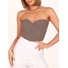 image:imageANRABESS Tube Tops for Women Strapless Twist Knot Corset Rib Knit Slim Fit Medium Stretch Sexy Tank for PartyampGoing OutDeep Khaki