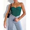 image:imageANRABESS Tube Tops for Women Strapless Twist Knot Corset Rib Knit Slim Fit Medium Stretch Sexy Tank for PartyampGoing OutOpal Green