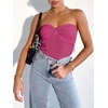 image:imageANRABESS Tube Tops for Women Strapless Twist Knot Corset Rib Knit Slim Fit Medium Stretch Sexy Tank for PartyampGoing OutRose
