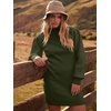 image:imageANRABESS Women Long Sleeve Turtle Mock Neck Rib Knit Stretch Slim Fitted Bodycon Sweater Mini Short Dress 2026 Fall OutfitsArmy Green