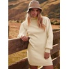 image:imageANRABESS Women Long Sleeve Turtle Mock Neck Rib Knit Stretch Slim Fitted Bodycon Sweater Mini Short Dress 2026 Fall OutfitsBeige