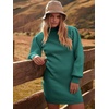 image:imageANRABESS Women Long Sleeve Turtle Mock Neck Rib Knit Stretch Slim Fitted Bodycon Sweater Mini Short Dress 2026 Fall OutfitsGreen