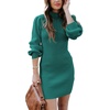 image:imageANRABESS Women Long Sleeve Turtle Mock Neck Rib Knit Stretch Slim Fitted Bodycon Sweater Mini Short Dress 2026 Fall OutfitsGreen