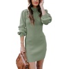 image:imageANRABESS Women Long Sleeve Turtle Mock Neck Rib Knit Stretch Slim Fitted Bodycon Sweater Mini Short Dress 2026 Fall OutfitsGreen Gray
