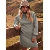 image:imageANRABESS Women Long Sleeve Turtle Mock Neck Rib Knit Stretch Slim Fitted Bodycon Sweater Mini Short Dress 2026 Fall OutfitsLight Gray Green