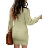 image:imageANRABESS Women Long Sleeve Turtle Mock Neck Rib Knit Stretch Slim Fitted Bodycon Sweater Mini Short Dress 2026 Fall OutfitsLight Green