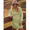 image:imageANRABESS Women Long Sleeve Turtle Mock Neck Rib Knit Stretch Slim Fitted Bodycon Sweater Mini Short Dress 2026 Fall OutfitsLight Green