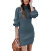 image:imageANRABESS Women Long Sleeve Turtle Mock Neck Rib Knit Stretch Slim Fitted Bodycon Sweater Mini Short Dress 2026 Fall OutfitsNavy