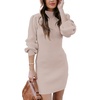 image:imageANRABESS Women Long Sleeve Turtle Mock Neck Rib Knit Stretch Slim Fitted Bodycon Sweater Mini Short Dress 2026 Fall OutfitsPink