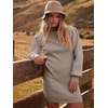 image:imageANRABESS Women Long Sleeve Turtle Mock Neck Rib Knit Stretch Slim Fitted Bodycon Sweater Mini Short Dress 2026 Fall OutfitsRed Apricot