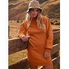 image:imageANRABESS Women Long Sleeve Turtle Mock Neck Rib Knit Stretch Slim Fitted Bodycon Sweater Mini Short Dress 2026 Fall OutfitsRust Orange