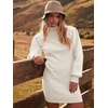 image:imageANRABESS Women Long Sleeve Turtle Mock Neck Rib Knit Stretch Slim Fitted Bodycon Sweater Mini Short Dress 2026 Fall OutfitsWhite