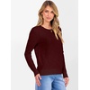 image:imageANRABESS Womens 100 Wool Sweaters Crewneck Long Sleeve Work Business Casual Basic Sweater Tops 2026 Fall OutfitsDark Red