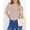 image:imageANRABESS Womens Lettuce Trim Mock Neck Long Sleeve Tops 2026 Casual Dressy Ribbed Knit Slim Fit Tee Shirt Fall Layer OutfitsBeige