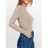 image:imageANRABESS Womens Lettuce Trim Mock Neck Long Sleeve Tops 2026 Casual Dressy Ribbed Knit Slim Fit Tee Shirt Fall Layer OutfitsBeige