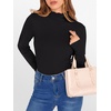image:imageANRABESS Womens Lettuce Trim Mock Neck Long Sleeve Tops 2026 Casual Dressy Ribbed Knit Slim Fit Tee Shirt Fall Layer OutfitsBlack