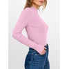 image:imageANRABESS Womens Lettuce Trim Mock Neck Long Sleeve Tops 2026 Casual Dressy Ribbed Knit Slim Fit Tee Shirt Fall Layer OutfitsBright Pink