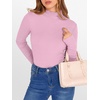 image:imageANRABESS Womens Lettuce Trim Mock Neck Long Sleeve Tops 2026 Casual Dressy Ribbed Knit Slim Fit Tee Shirt Fall Layer OutfitsBright Pink