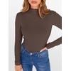 image:imageANRABESS Womens Lettuce Trim Mock Neck Long Sleeve Tops 2026 Casual Dressy Ribbed Knit Slim Fit Tee Shirt Fall Layer OutfitsCoffee