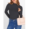 image:imageANRABESS Womens Lettuce Trim Mock Neck Long Sleeve Tops 2026 Casual Dressy Ribbed Knit Slim Fit Tee Shirt Fall Layer OutfitsDeep Grey