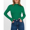 image:imageANRABESS Womens Lettuce Trim Mock Neck Long Sleeve Tops 2026 Casual Dressy Ribbed Knit Slim Fit Tee Shirt Fall Layer OutfitsGreen