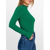 image:imageANRABESS Womens Lettuce Trim Mock Neck Long Sleeve Tops 2026 Casual Dressy Ribbed Knit Slim Fit Tee Shirt Fall Layer OutfitsGreen